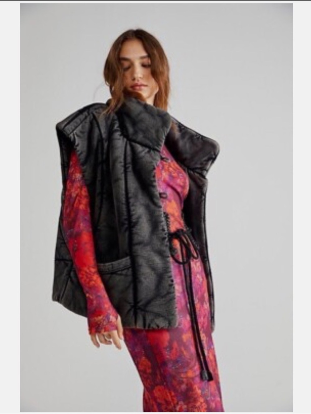 Free People Black Quilted Puffer Vest